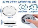 Replacement Lids 20 Pack, Plastic Splash Lids Covers Spill Proof for Skinny Tumbler Lid 20 Oz V1366-AZ2-W-14625