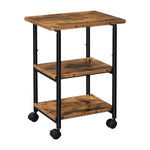 VASAGLE 3-Tier Machine Cart with Wheels and Adjustable Table Top Rustic Brown and Black V227-9101262000470