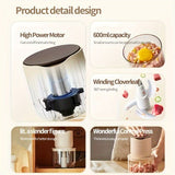 wireless meat grinder, USB charging meat grinder, 600ml food processor, multifunctional kitchen V1102-753-04922-BEG-600ML