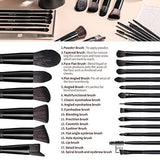 Black Professional Makeup Brush Set Cruelty-Free, Versatile for Foundation, Blush & V1107-BLACK PROFESSIONAL MAKEUP BRUSH SET