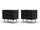 Artiss 2 x Bedside Table 2 Drawers - BODEN Black FURNI-L-SCAN-BS01-BKX2