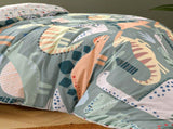 Happy Kids Dino Mania Green Cotton Quilt Cover Set Double V442-HIN-QUILTCS-DINOMANIA-GREEN-DS