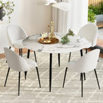 1 Artiss Dining Table and 4 Chairs Set Marble White DSET-MAR75-VEL150-WHX4