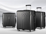 Wanderlite 3 Set Luggage 20-24-28 Inch Suitcase with TSA Lock Carry On Hard Shell Travel Luggage LUG-ABS-STR-3SET-BK
