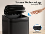 Devanti 15L Motion Sensor Bin Touchless Bins Soft-Close Rubbish Trash Can Black SB-E-15L-BK