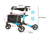 Alston 2 In 1 Foldable X-Fold Mobility Walker Rollator Chair Aid 8 Inch Wheel Max Load 136KG with V985-MOBILITYWALKER