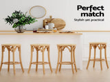 Artiss 4x Bar Stoosl Rattan Seat Wooden BA-L-RA-B13-NAX4