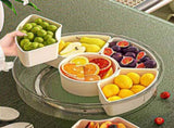 Divided Serving Tray, with Lid and Handle, Stackable Box Container for Fruits Candy Organizer, for V1369-AZ3-W-09777