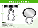 Carabiner Magnetic Hooks, 110LBS Strong Black Magnetic Hooks Heavy Duty with Swivel Carabiner Hook, V1258-DP02-WO-321