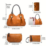 Vintage Bag Set Women'S Bag Set Tote Bag Cross-Body Bag Clutch Card Holder - Black - Size 32-16-20 V1347-127-92090-BLK-32-16-20