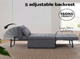 Artiss Sofa Bed Lounge Convertible Ottoman 1 Seater Couch Recliner Linen Grey SBED-E-FA-03-GY