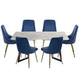 Marble Bliss Dining Set V264-DNT-413C-WHE-DNC-414V-BLU-6