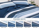 Blue Stripe Patchwork Mosaic Bedspread Coverlet 3 Piece Set V745-AC081850Q13U