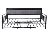 Artiss Bed Frame King Single LED Metal Trundle Daybed with Charging Station TURN MBED-D-TURN-KS-BK-ABC