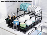 CARLA HOME 2-Tier Dish Drying Rack for Kitchen Counter with Drainboard, Utensil Holder, Cup Rack & LSB-36250