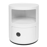 2 Layers Modern Bedside Table Bedroom Side End Stand Multi Functional Round Storage Unit V1294-YM0901-JY37179