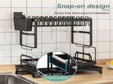 CARLA HOME 2-Tier Dish Drying Rack with Drainage Tray, Utensil Holder, Cup Hooks & Cutting Board V178-36159