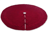 Festive Knit Christmas Tree Skirt - Acrylic Red Tree Mat with Pom-Poms 122cm V888-ELOSUNG38158