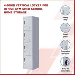 4-Door Vertical Locker for Office Gym Shed School Home Storage V63-832521