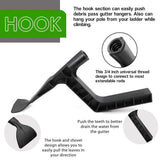Extendable Gutter Cleaning Tool with L-Shaped Scoop Head and Hanging Hook for Removing Leaves and V1341-ZY-QEZE7J2F-SILVER