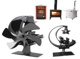 Stove 6 Blades Fireplace Heat Powered Fast Wind Circulation Half Moon Pattern Thermoeletric V1294-YM0706-3114230120011