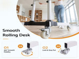 Artiss Mobile Lectern Stand, Adjustable Sit-to-Stand Presentation Podium w/ Wheels White LPS-HY04-125-WH