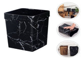 Modern Plastic Waste Bin with Marbling Design for Kitchen or Bedroom Black Storage .5 Gallons V1366-AZ2-W-13163