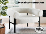 Artiss Armchair Accent Chair Curved Boucle White UPHO-F-ARM-01-TED-WH