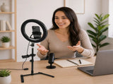 12 Inch LED Video Ring Light with Tabletop Light Stand and Phone Holder Black V63-838531
