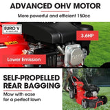 BAUMR-AG 18" 150cc Lawn Mower, 8 Heights, Steel Deck, Cup Holders, 4-Stroke Petrol Lawnmower - 730EX V219-MOWPPRBM18PA