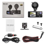 Full HD Car Driving Recorder 3 Camera Triple Recording Front Inside Rear with 64G Card Suitable for V1221-XM-LB5586-ZS197