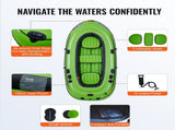 Inflatable Boat, 5-Person Inflatable Fishing Boat, PVC Portable Boat Raft Kayak, 1158 mm Aluminum V952-YCK5RK0000001E0ROV0