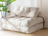 Convertible Folding Sofa Bed Pumpkin Design Corduroy Fabric Two-in-One Lounger for Living Room V1341-ZY-6W9GCNLV-BEIGE