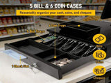 Heavy Duty Metal Cash Drawer, 5 Note&6 Coin Trays,Black V1181-OF011-BK