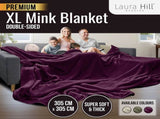 Laura Hill 3m x 3m XL Faux Mink Blanket Double-Sided Soft Plush Bed Oversized Throw Rug Purple MINK-XL-MV