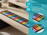 49-Key Rainbow Roll-Up Piano Silicone Waterproof Soft Keyboard, Foldable Portable, Music V1232-ZDGQ-49J-001