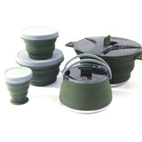 Outdoor Camping Foldable Pot, Silicone Hiking Cook Pot, Portable Picnic Cookware Set, Stainless V1265-YY-427