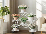 Movable Metal Plant Stand Garden Cart Indoor/Outdoor Decor V178-66992