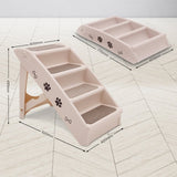 Furtastic Foldable Pet Stairs In White - 50cm Dog Ladder Cat Ramp PTS-EJE-433-WH