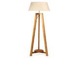 155cm Large Bamboo Wooden Tripod Floor Lamp w Beige Linen Light Shade V563-75131