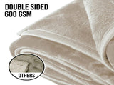 Laura Hill 600-GSM Mink Blanket Queen Size Double-Sided Soft Plush Bed Faux Throw Rug Beige MINK-BE