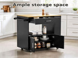 Artiss Kitchen Island Trolley Rolling Serving Cart Storage Cart Shelf Towel Rack FUR-S-KI-01-BK-AB