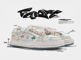 Casual Sneakers Embroidered Sneakers Four-Leaf Clover Shoes Comfortable - White - Size 6 V1102-M-SHOE-88429-WHIT-6AU6EU39