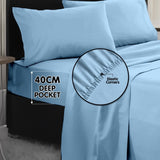 4pc 1000 Thread Count Cotton Rich King Bed Sheet Gift Pack CVC Microfibre Blend in Blue CVC-10KS-BU