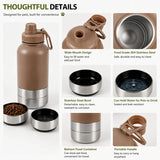 3-in-1 Portable Pet Travel Water & Food Bottle, 304 stainless steel, a must-have for walks and V1385-CRLXP-WU-0830-002