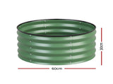 Green Fingers Round Raised Garden Bed 2 Pack Galvanised Planter Box Rust Resistant 60x60x30cm Green GB-ROU-6030-GNX2