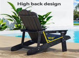 Gardeon Outdoor Chairs HDPE Adirondack Beach Chair Sun Lounge Patio Furniture Garden Black FF-BEACH-HE-BK