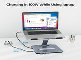 BENFEI 380GY Laptop Stand with USB C 6 in1 4K60Hz HDMI, 4 x USB3.0, 100W PD Docking Station V28-ELEBEN380GY