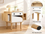 Artiss Bedside Table with Drawer Robot Design for Kids' Room Bedroom Pine FUR-AE-BS-BOT-WD