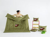 Green Little Squirrel - 2-in-1 Foldable Car Pillow Blanket - Cozy 40x40cm Pillow, Unfolds to V888-ELOSUNG33451